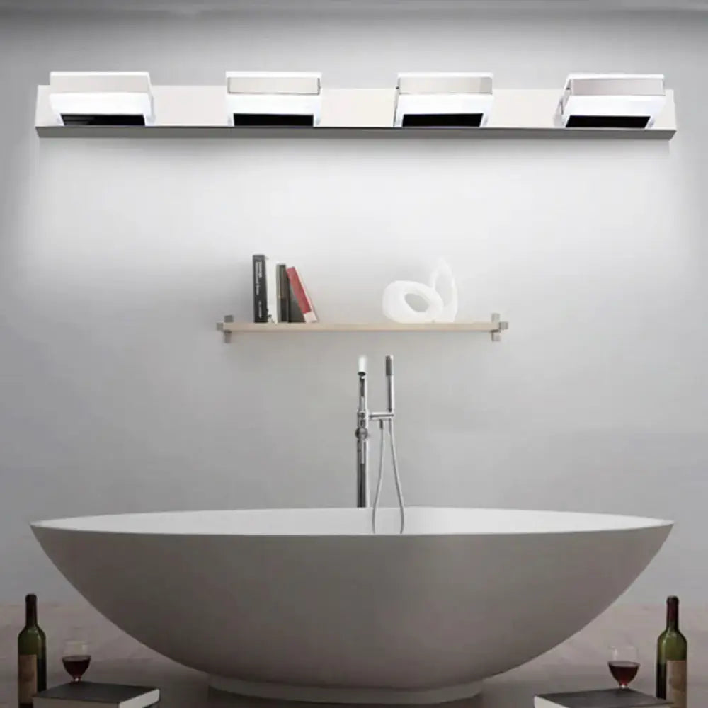 Modern square chrome stainless steel led vanity light bathroom sconce