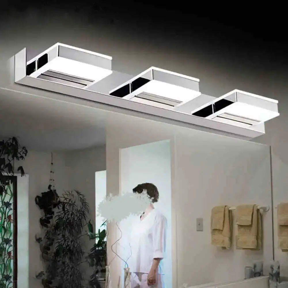 Modern square chrome stainless steel led vanity light bathroom sconce