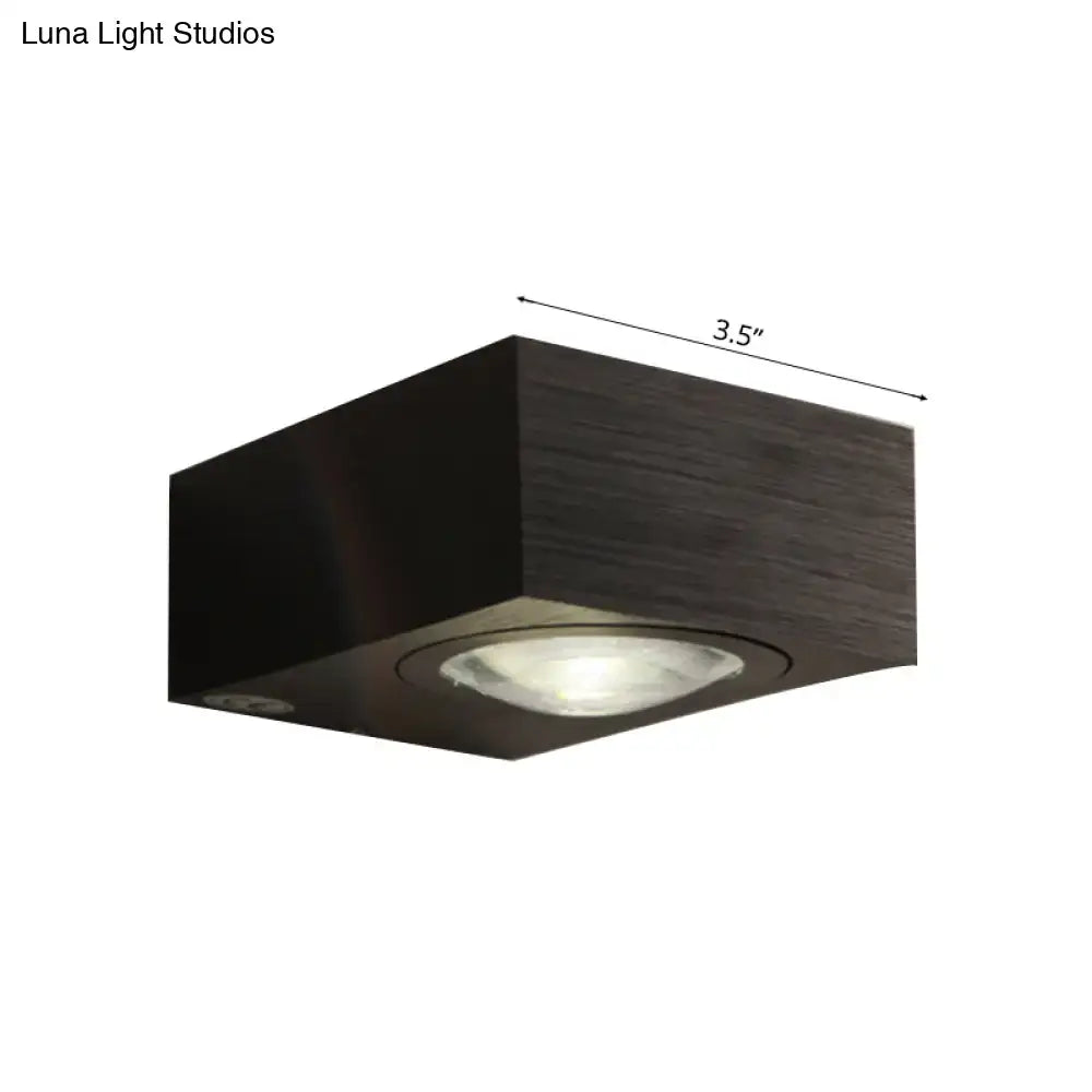 Modern square led wall light black & silver bedroom sconce