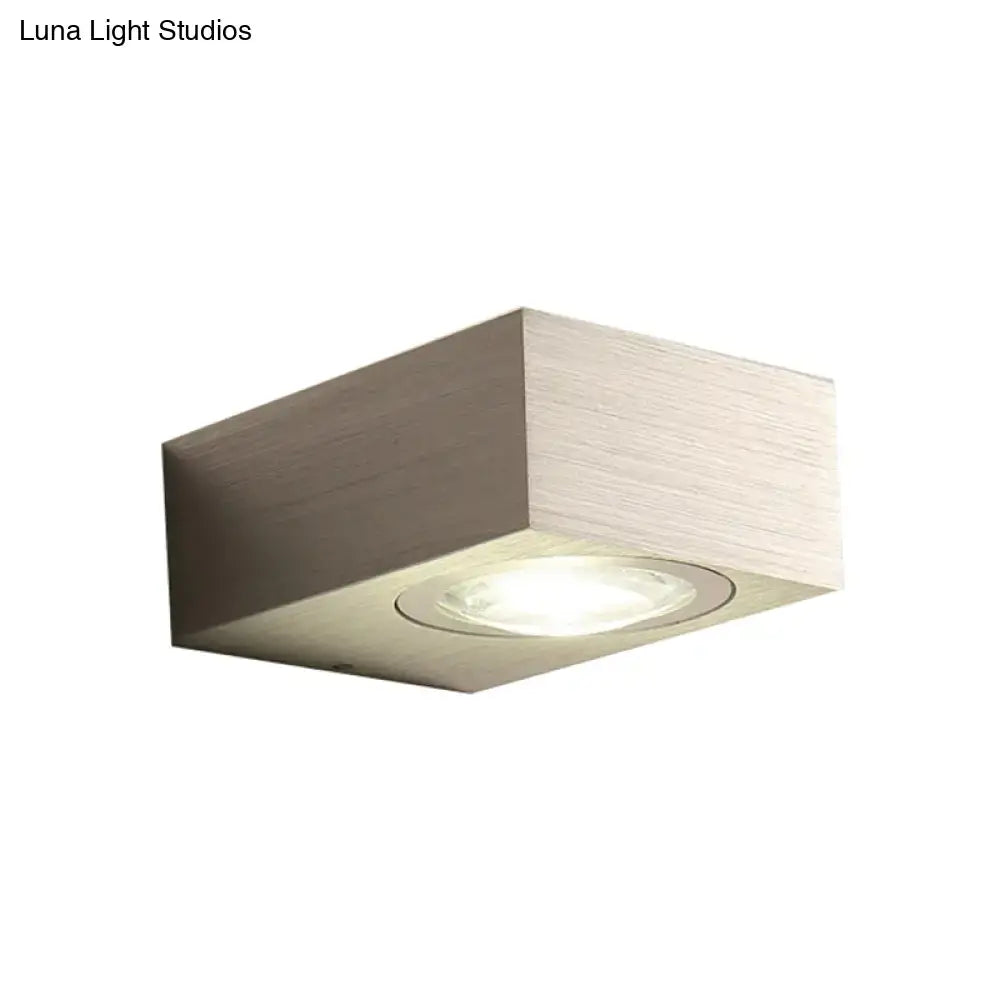 Modern square led wall light black & silver bedroom sconce