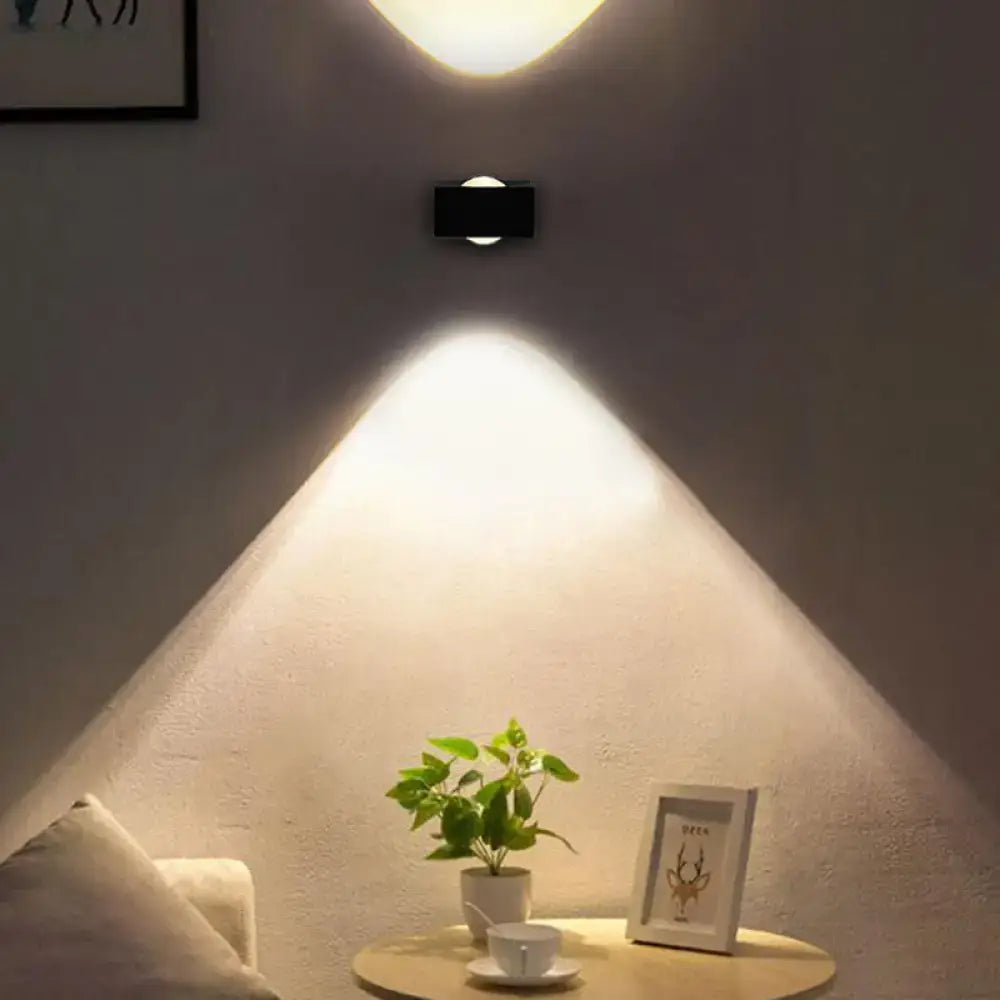 Modern square led wall light black & silver bedroom sconce