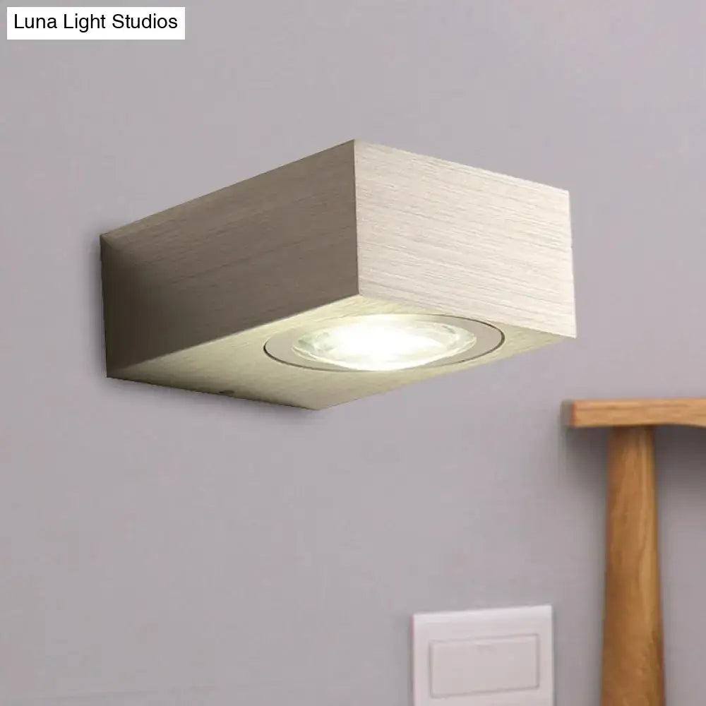 Modern square led wall light black & silver bedroom sconce