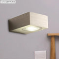Modern square led wall light black & silver bedroom sconce