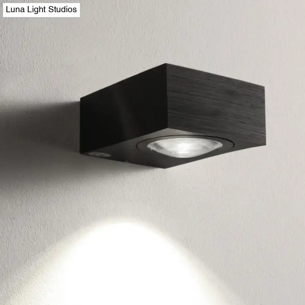 Modern square led wall light black & silver bedroom sconce
