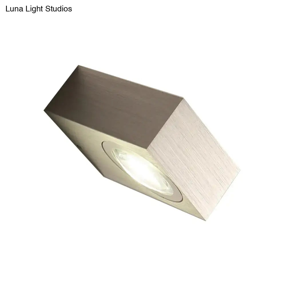 Modern square led wall light black & silver bedroom sconce