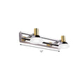 Modern stainless steel wall light with polished chrome and gold accents featuring frosted acrylic cone shades