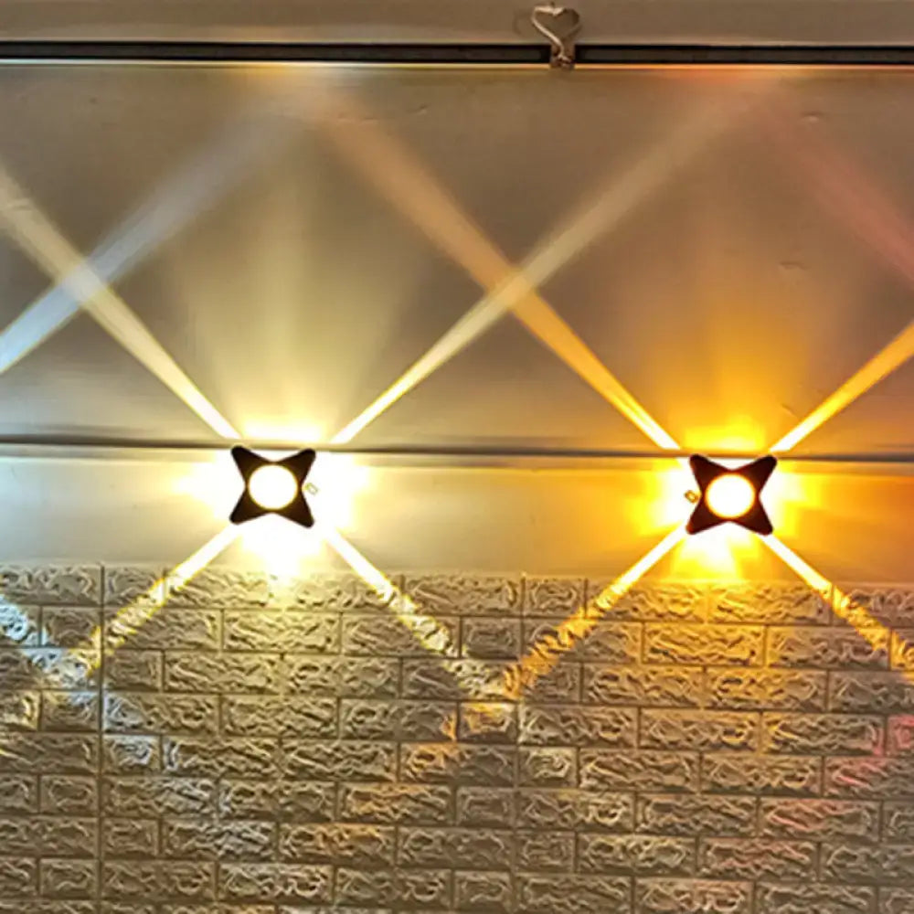 Modern star petals outdoor wall sconces – warm yellow led garden light