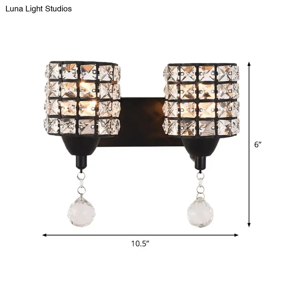 Modern style black crystal wall sconce bedroom 110v-120v light fixture