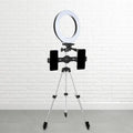 Modern style black & silver led ring flash light with tripod office