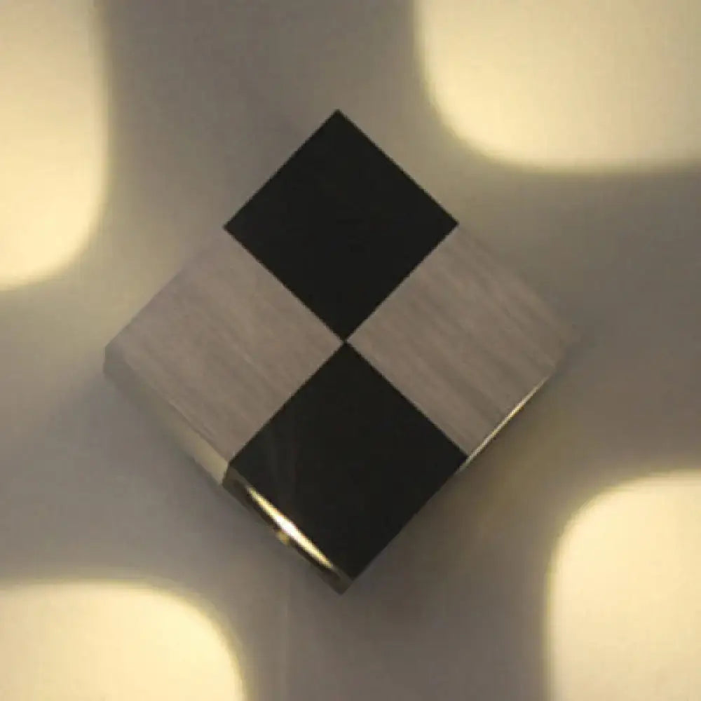Modern style black & silver square led wall lamp bedroom warm lighting