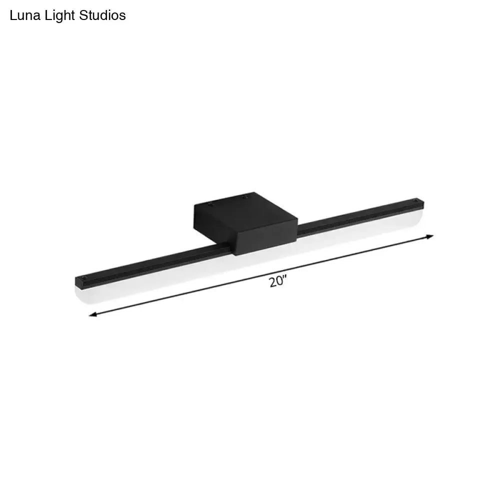 Black 20-inch modern style led wall light with sleek rectangular design and matte finish emitting white light for bedroom use