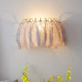 Modern style grey & white feather sconce light parlor wall decor