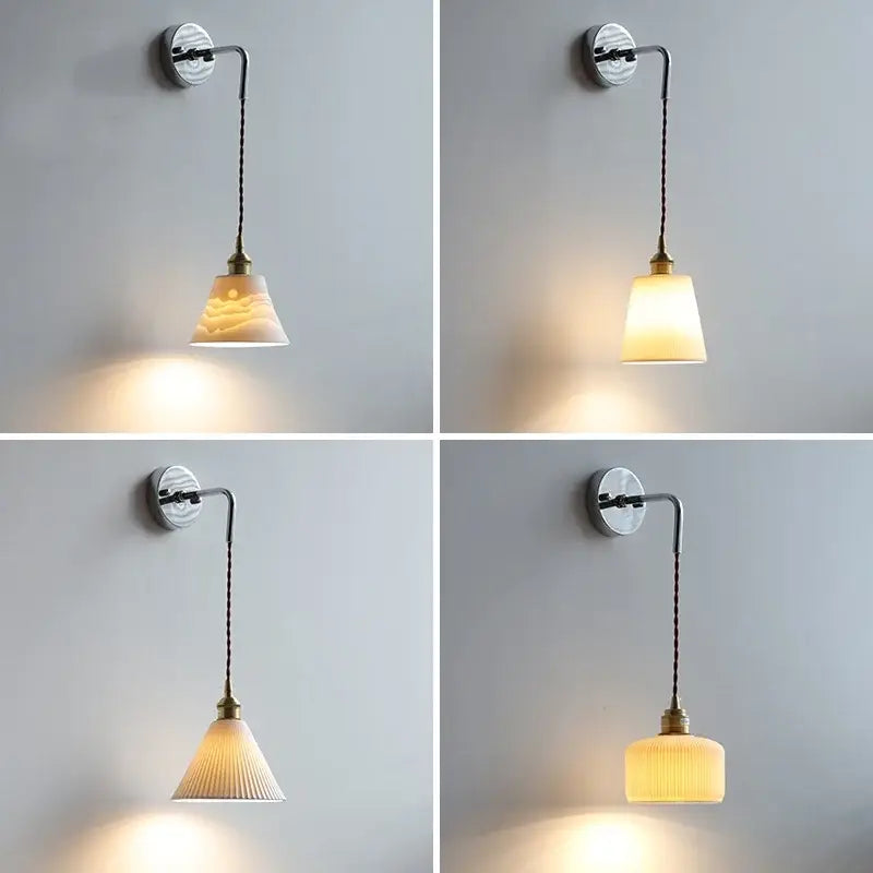 Modern sunset glass led wall sconce bedroom brass lamp
