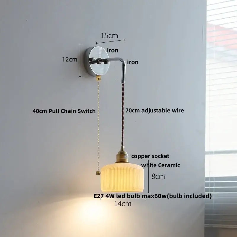 Modern sunset glass led wall sconce bedroom brass lamp
