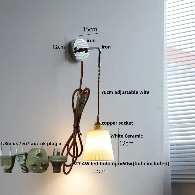 Modern sunset glass led wall sconce bedroom brass lamp