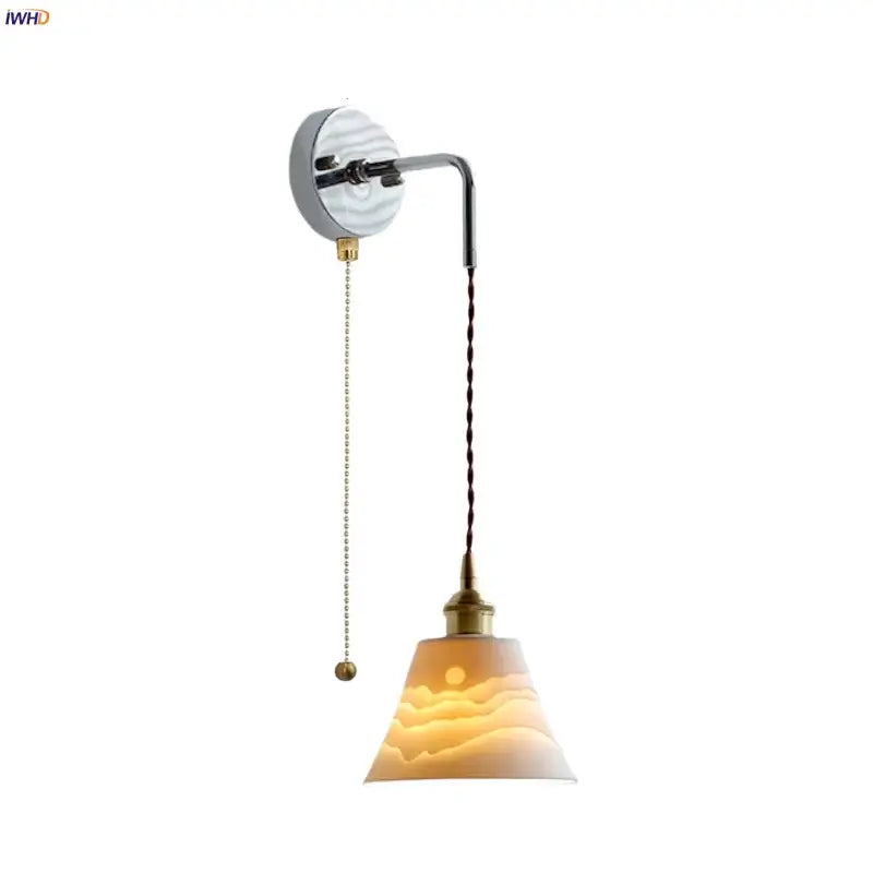 Modern sunset glass led wall sconce bedroom brass lamp