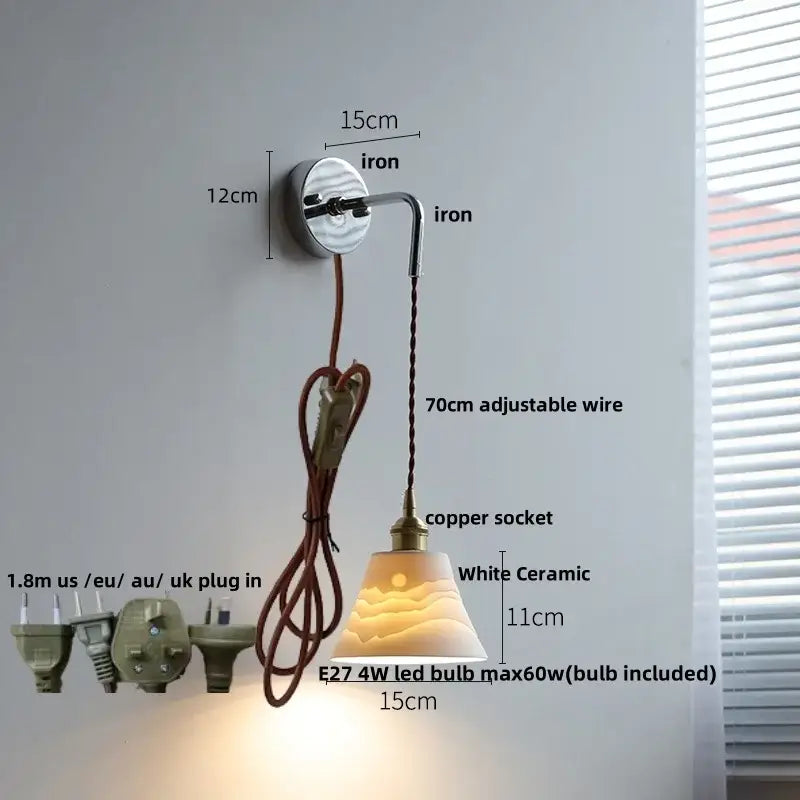 Modern sunset glass led wall sconce bedroom brass lamp