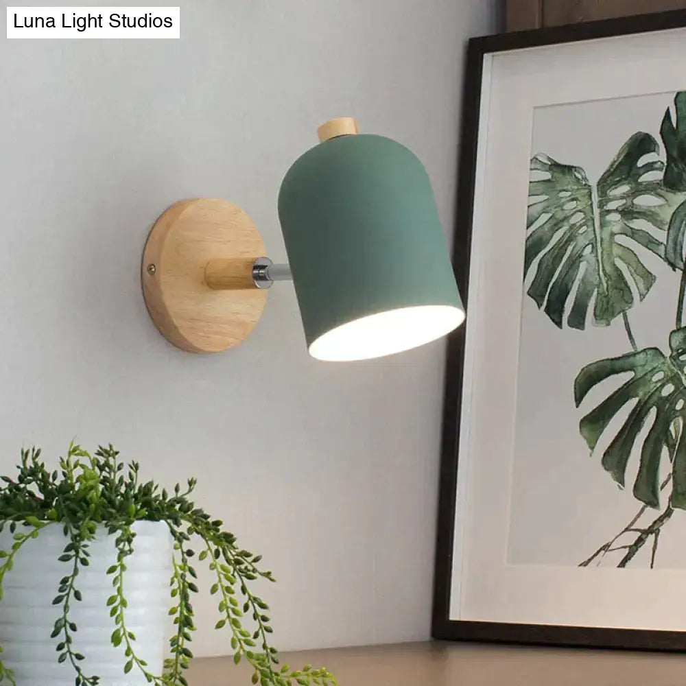 Modern teal and wood wall lamp bedroom sconce