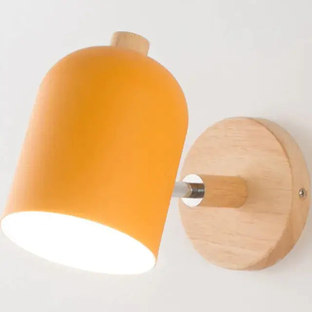 Modern teal and wood wall lamp bedroom sconce
