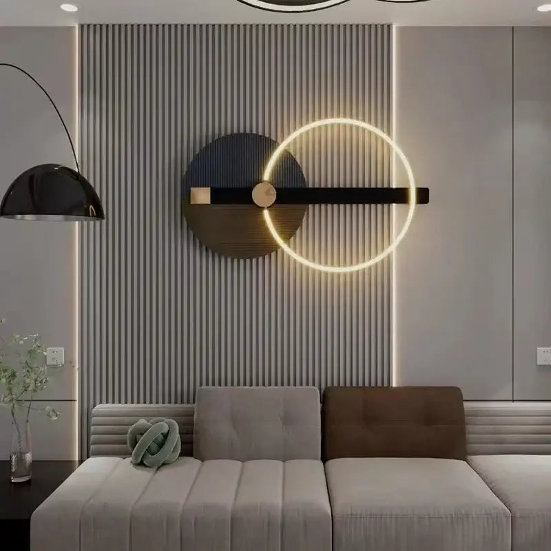 Modern teal & gold led wall sconce bedroom circular wall art