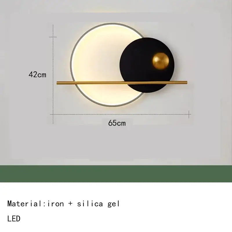 Modern teal & gold led wall sconce bedroom circular wall art