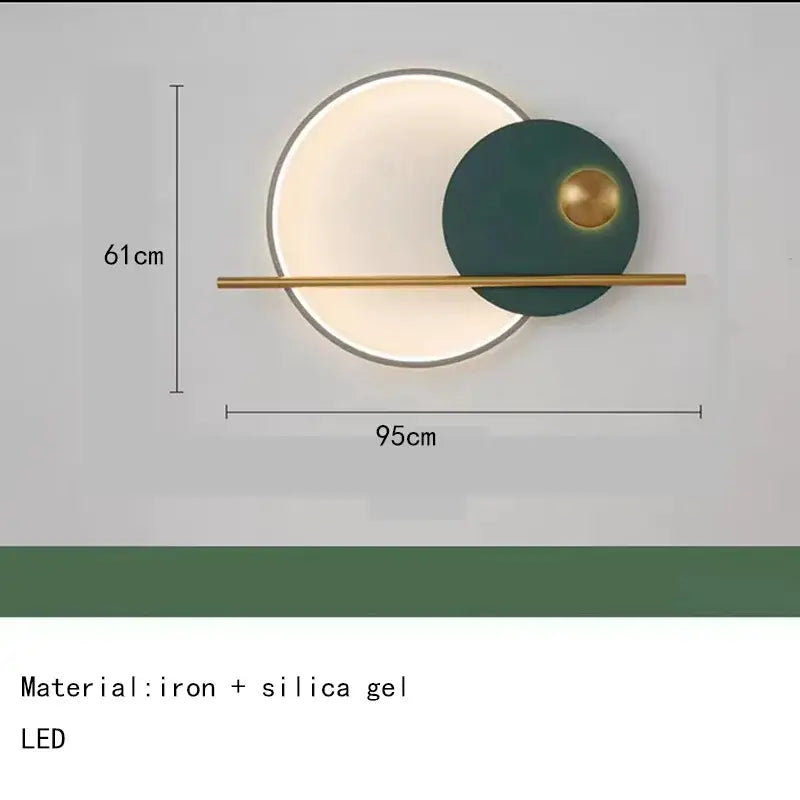 Modern teal & gold led wall sconce bedroom circular wall art