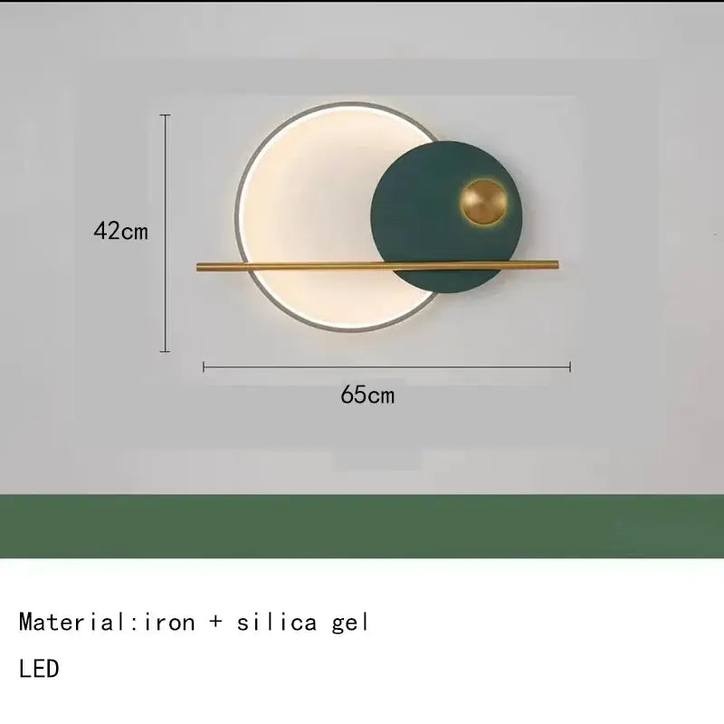 Modern teal & gold led wall sconce bedroom circular wall art