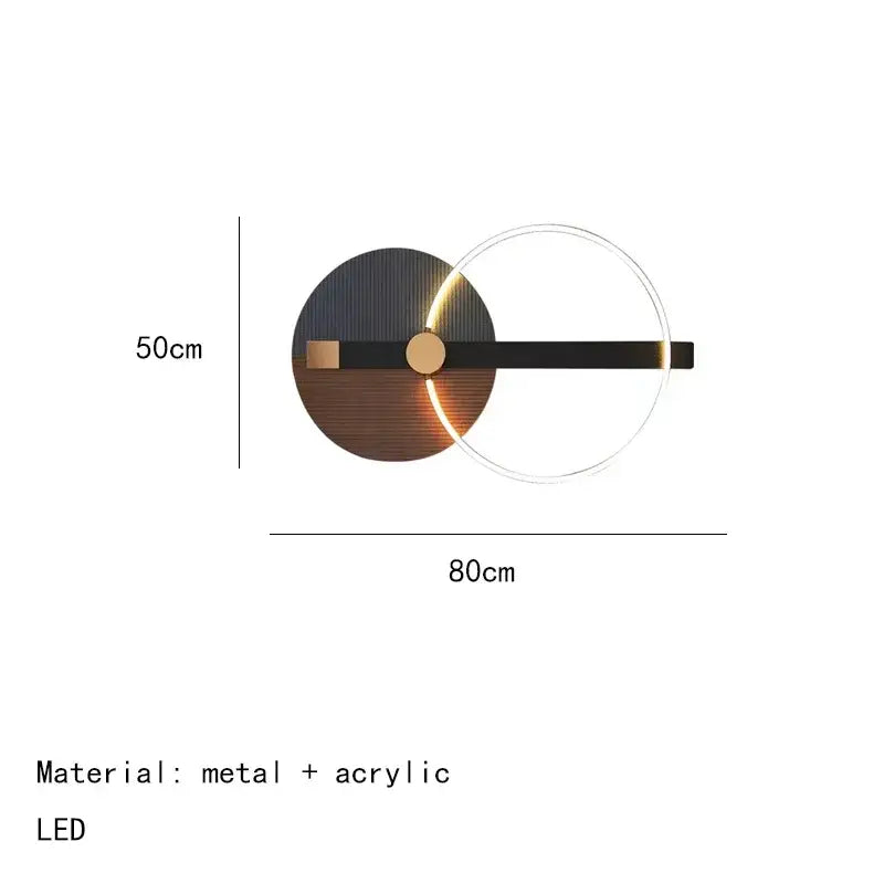 Modern teal & gold led wall sconce bedroom circular wall art