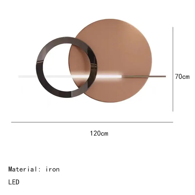 Modern teal & gold led wall sconce bedroom circular wall art