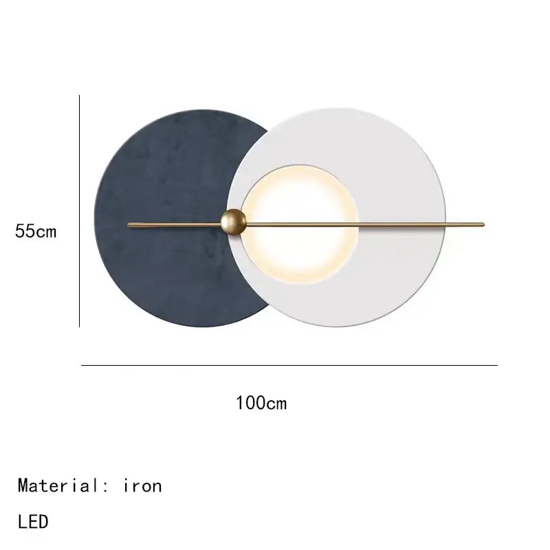 Modern teal & gold led wall sconce bedroom circular wall art