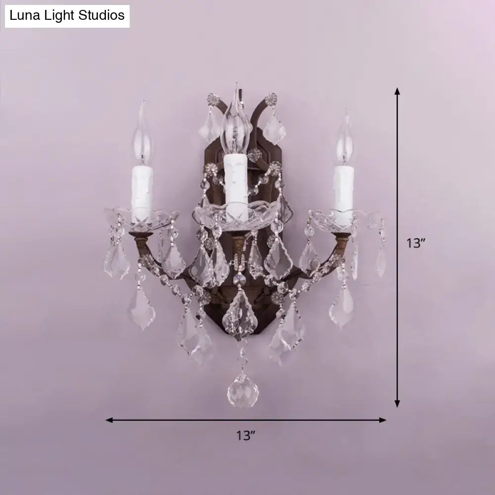 Modern teardrop white & rust wall lamp – living room crystal sconce