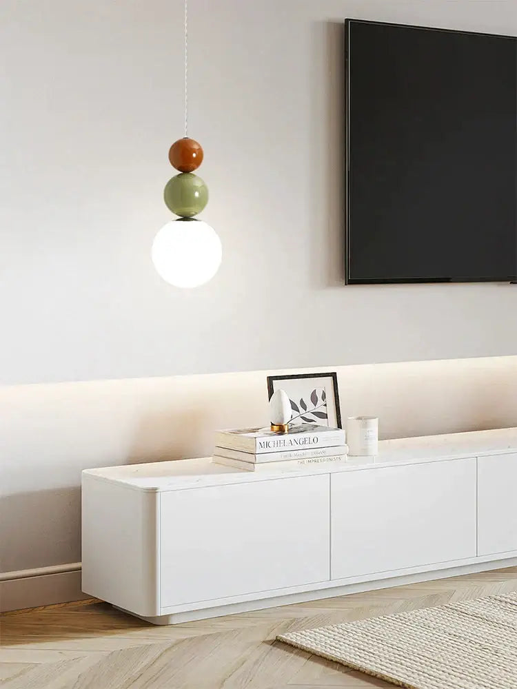 Modern terracotta & sage green pendant lights living room glass globe
