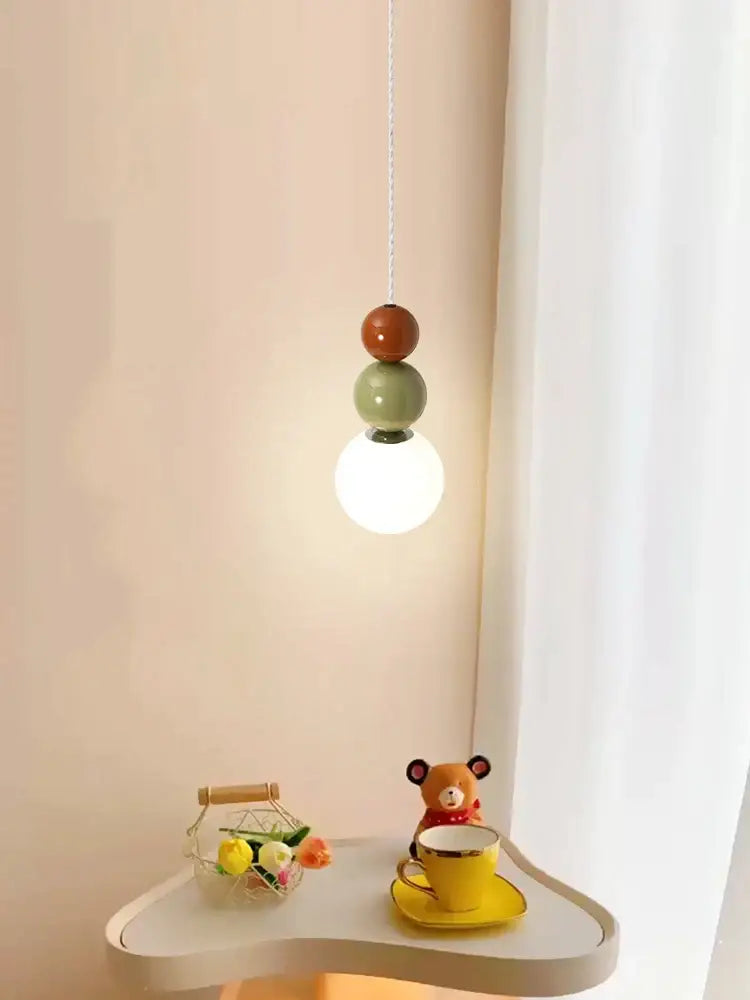 Modern terracotta & sage green pendant lights living room glass globe