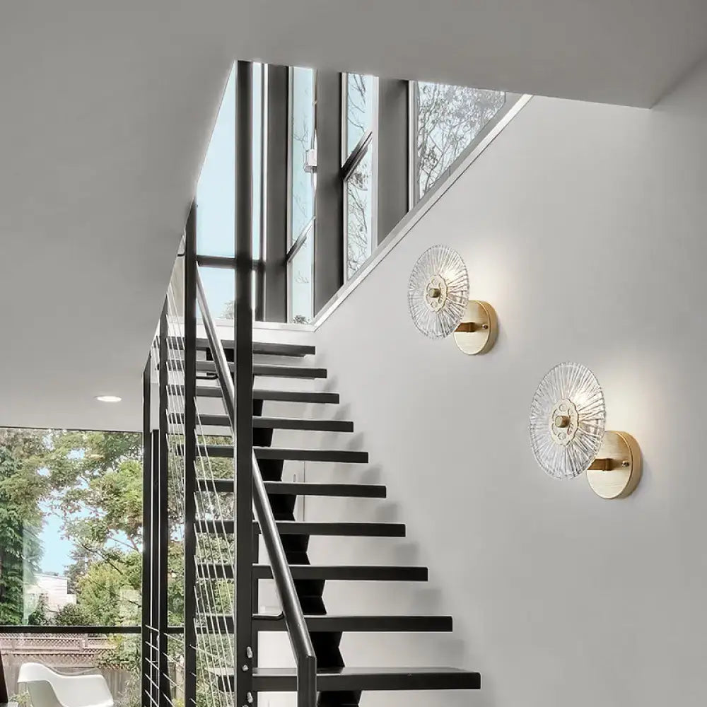 Modern textured gold wall lamp bedroom crystal sconce