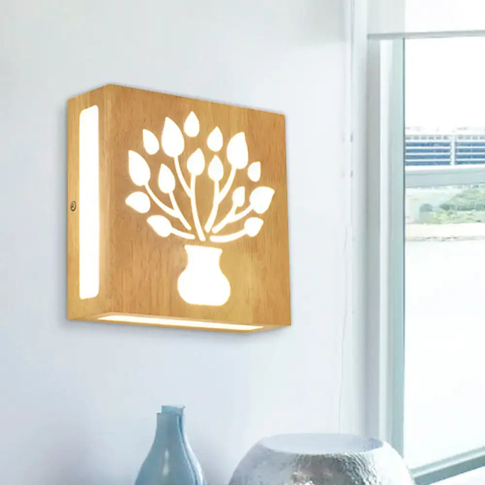 Modern tree pattern bamboo wall light bedroom direct wired electric