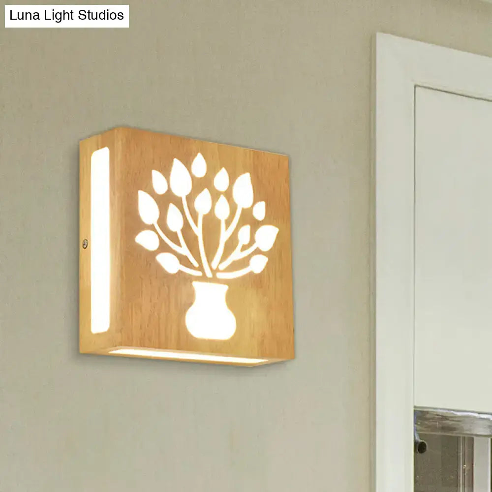 Modern tree pattern bamboo wall light bedroom direct wired electric