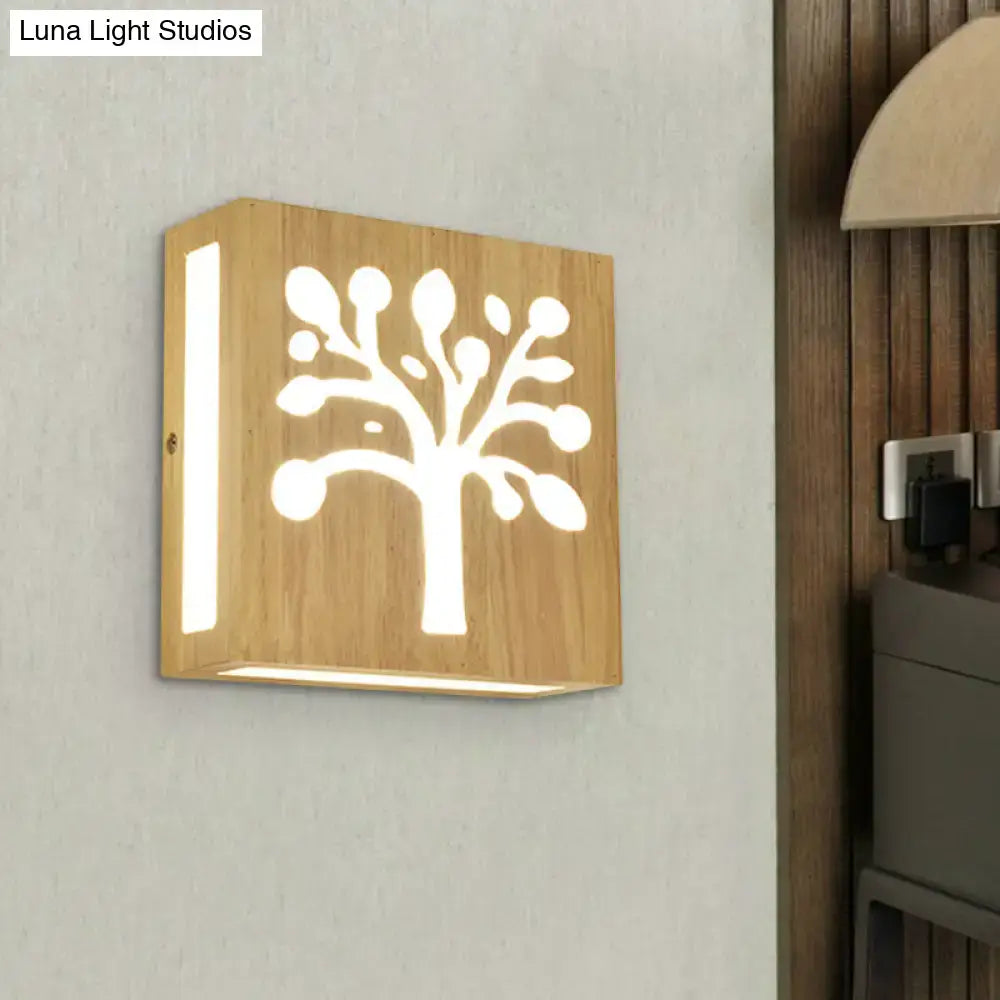 Modern tree pattern bamboo wall light bedroom direct wired electric