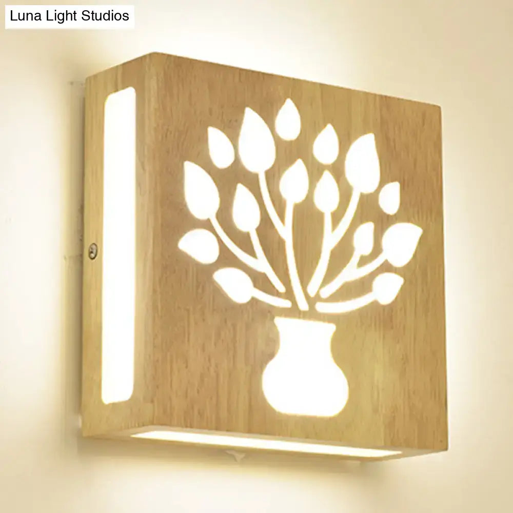 Modern tree pattern bamboo wall light bedroom direct wired electric