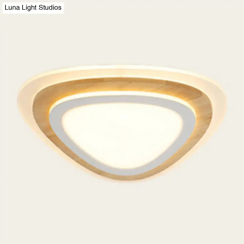 Modern triangular wood led flush mount kids bedroom light