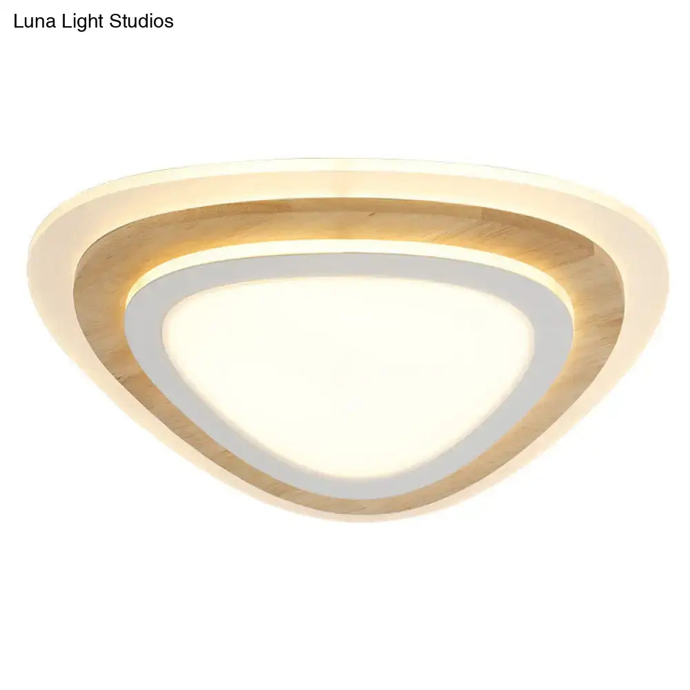 Modern triangular wood led flush mount kids bedroom light