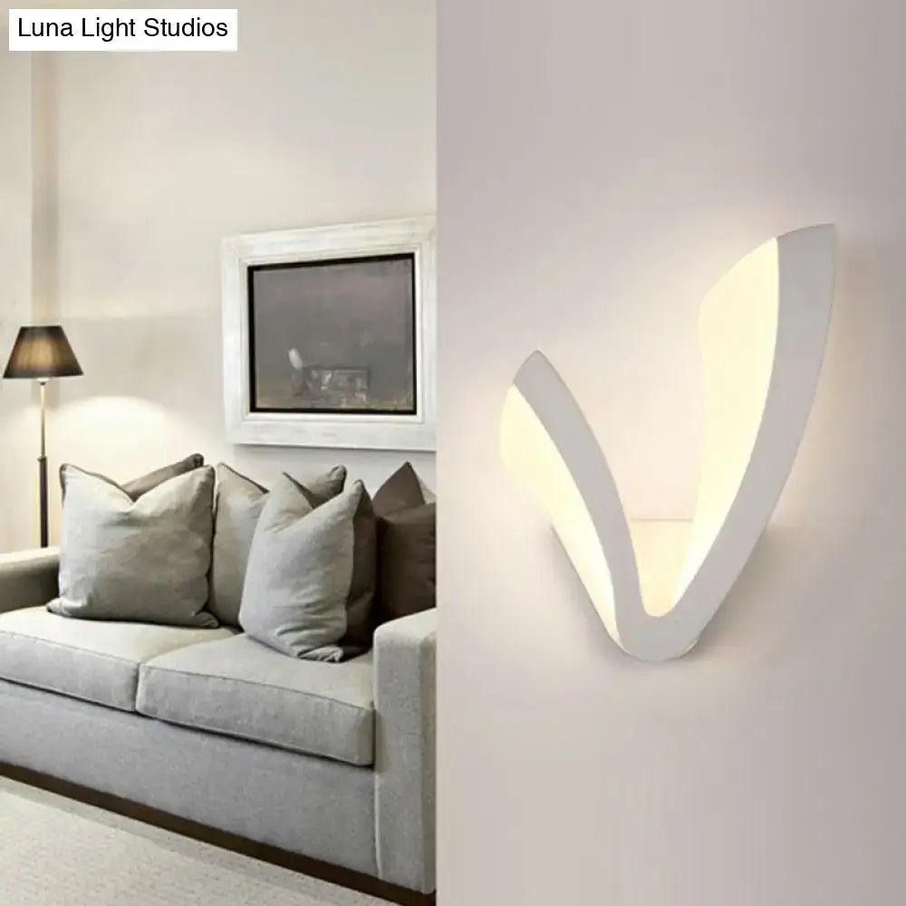 Modern v shaped white wall mounted light bedroom ambient sconce