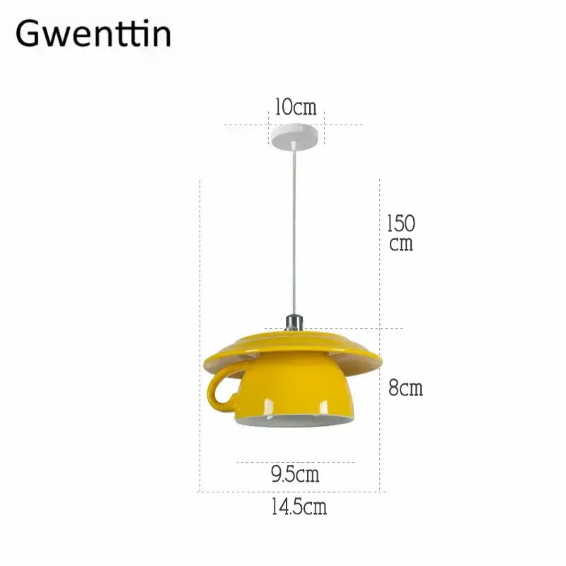 Modern vibrant ceramic cup pendant lights kitchen hanging decor