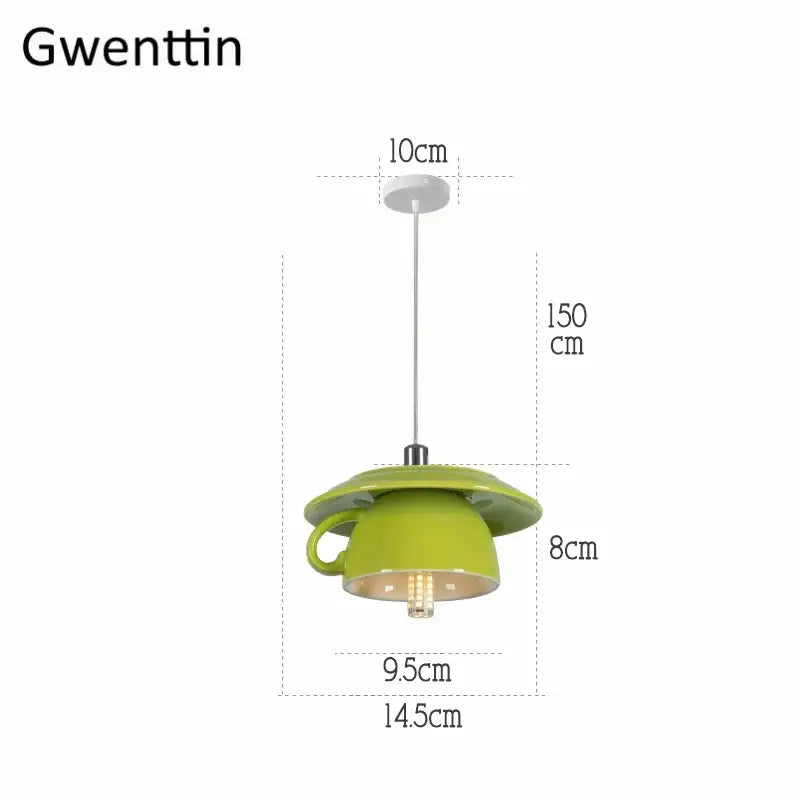 Modern vibrant ceramic cup pendant lights kitchen hanging decor