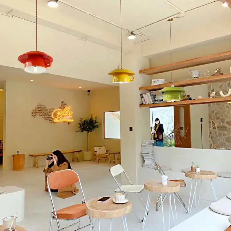 Modern vibrant ceramic cup pendant lights kitchen hanging decor