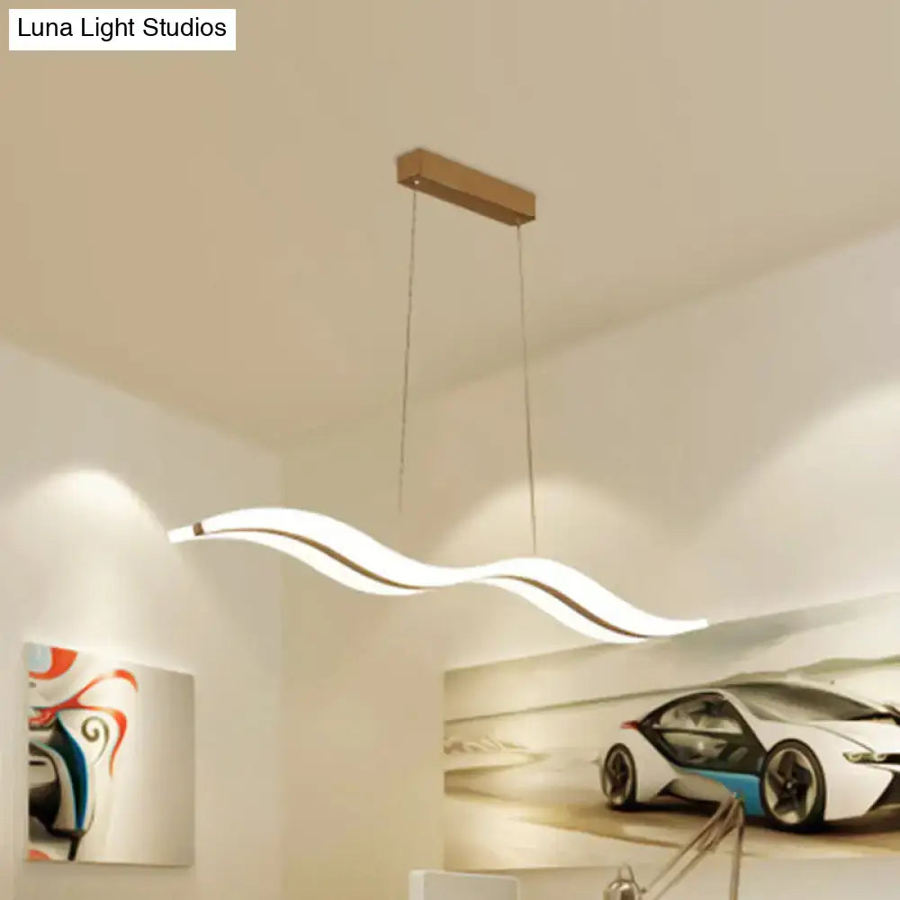 Modern wave white led pendant light – dining room chrome fixture