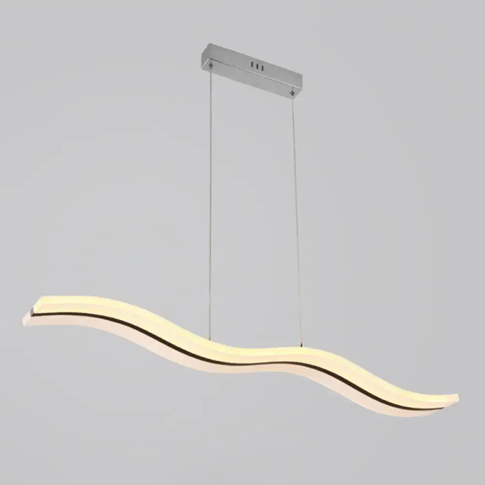 Modern wave white led pendant light – dining room chrome fixture