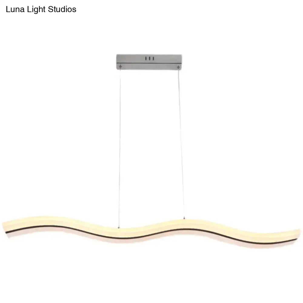 Modern wave white led pendant light – dining room chrome fixture
