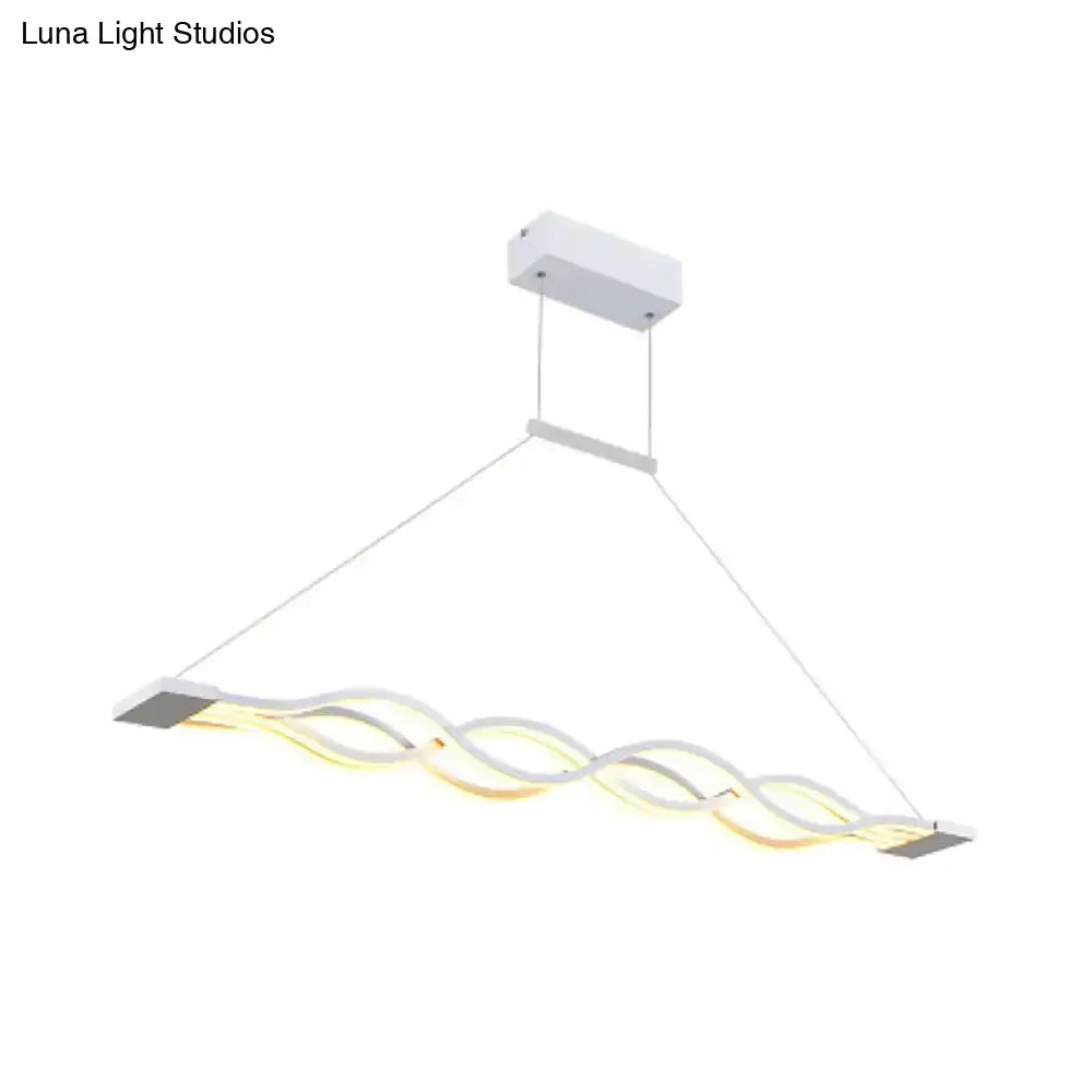 Modern wavy white led ceiling pendant kitchen light with warm white