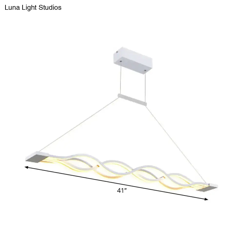 Modern wavy white led ceiling pendant kitchen light with warm white