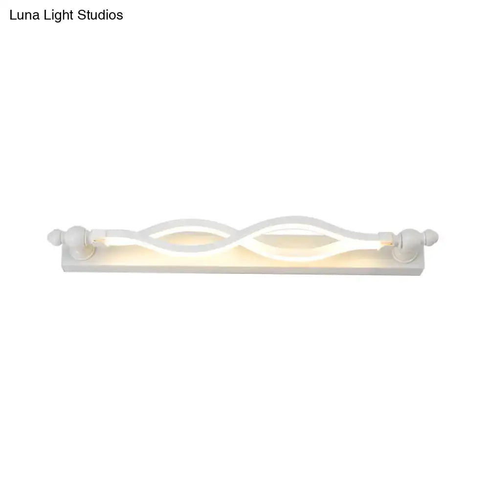 Modern wavy white twist acrylic vanity sconce bedroom wall light